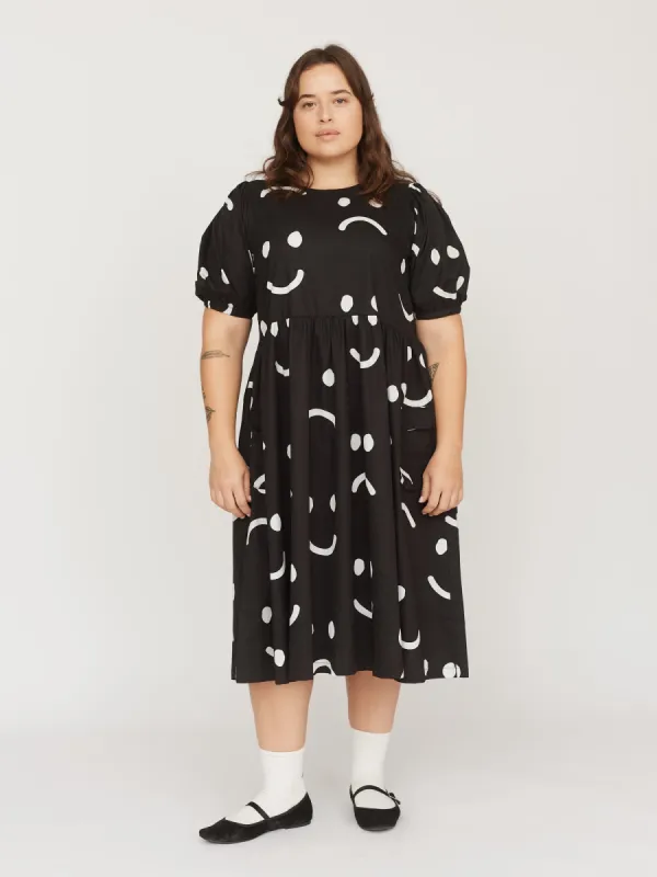 Happy Sad Puff Sleeve Dress sold by Lazy Oaf