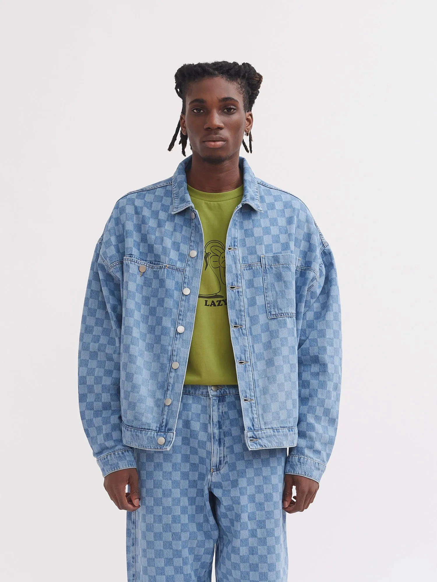 Lazy Oaf Checked Denim Work Jacket sold by Lazy Oaf