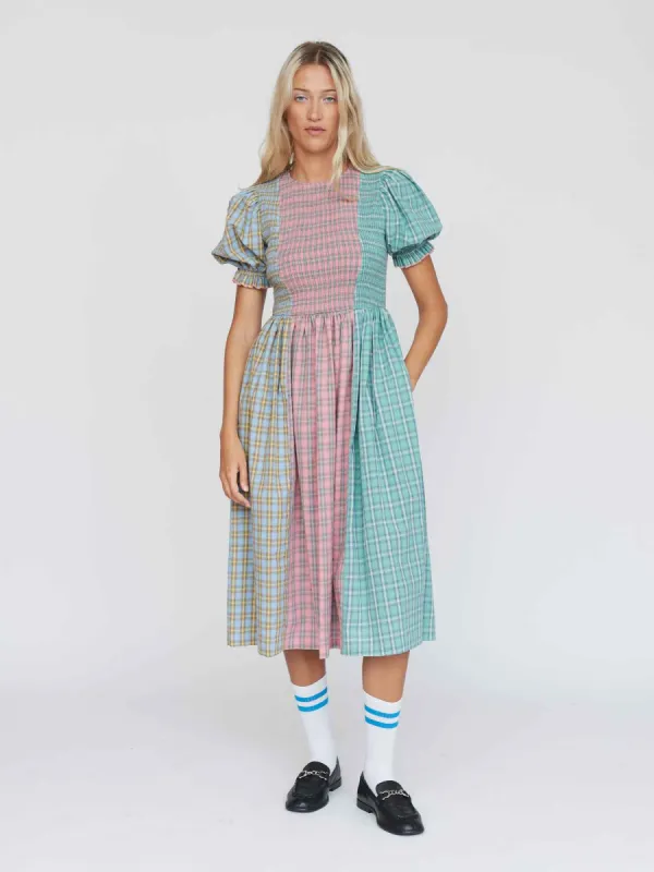 Checking You Out Shirred Dress sold by Lazy Oaf