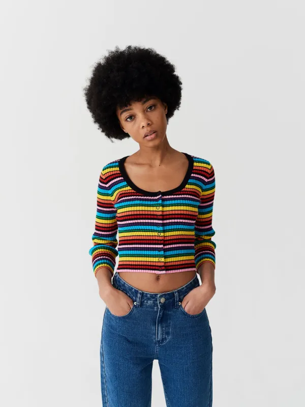 Lazy Oaf Rainbow Rib Scoop Neck Top sold by Lazy Oaf