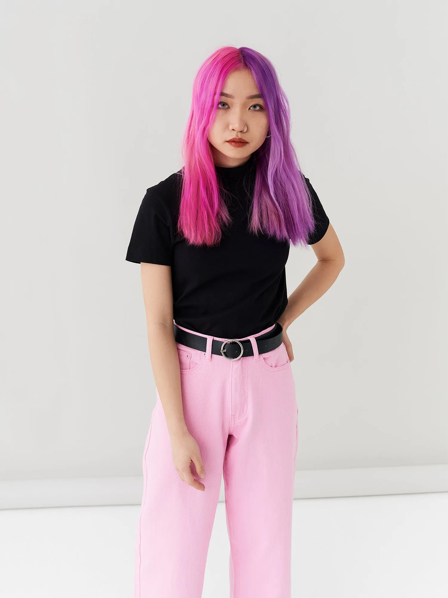 LO Cropped Wide Leg Jeans - Pink sold by Lazy Oaf product image thumbnail 2