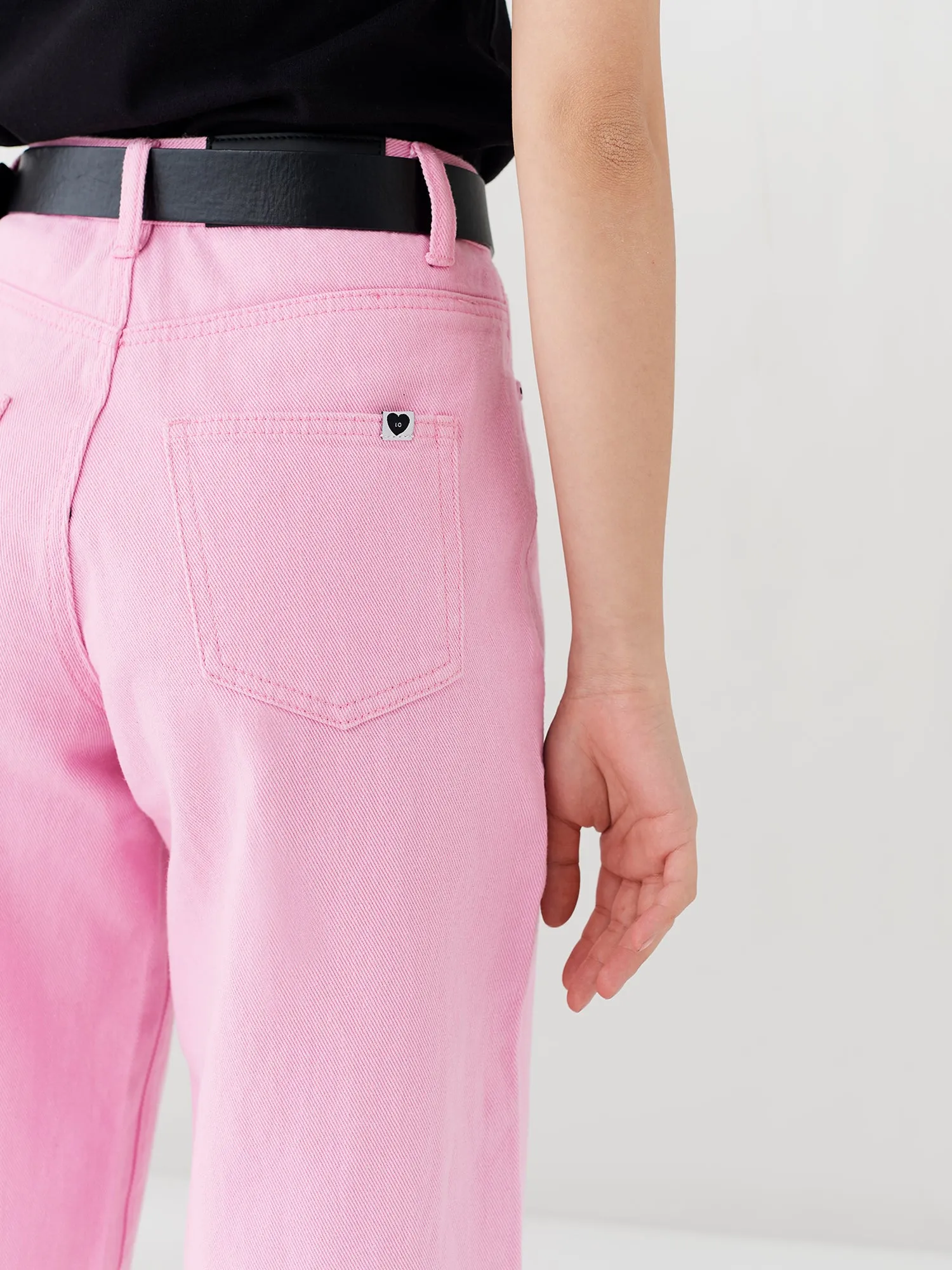 LO Cropped Wide Leg Jeans - Pink sold by Lazy Oaf product image thumbnail 4