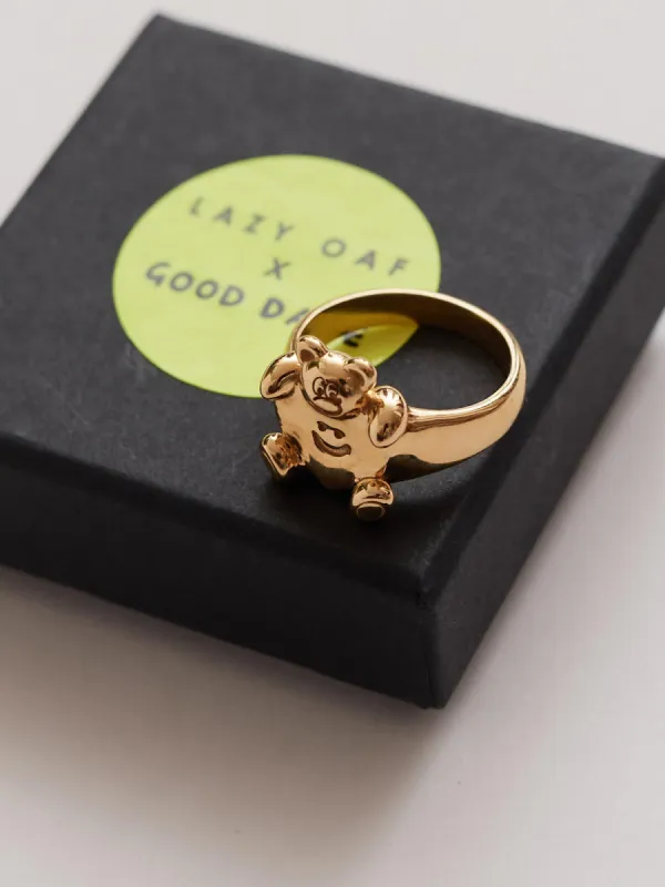 LO x Good Daze Gold Unbearable Ring sold by Lazy Oaf