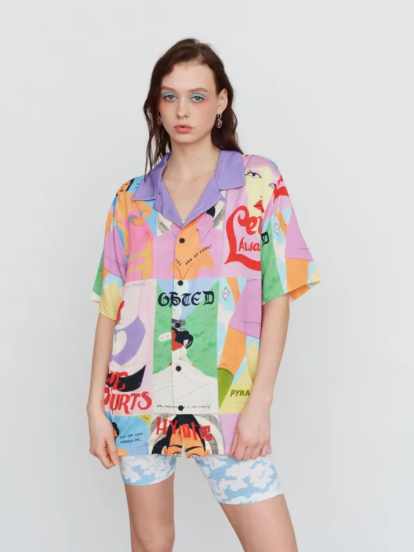 LO X Laura Callaghan Cover To Cover Bowling Shirt sold by Lazy Oaf