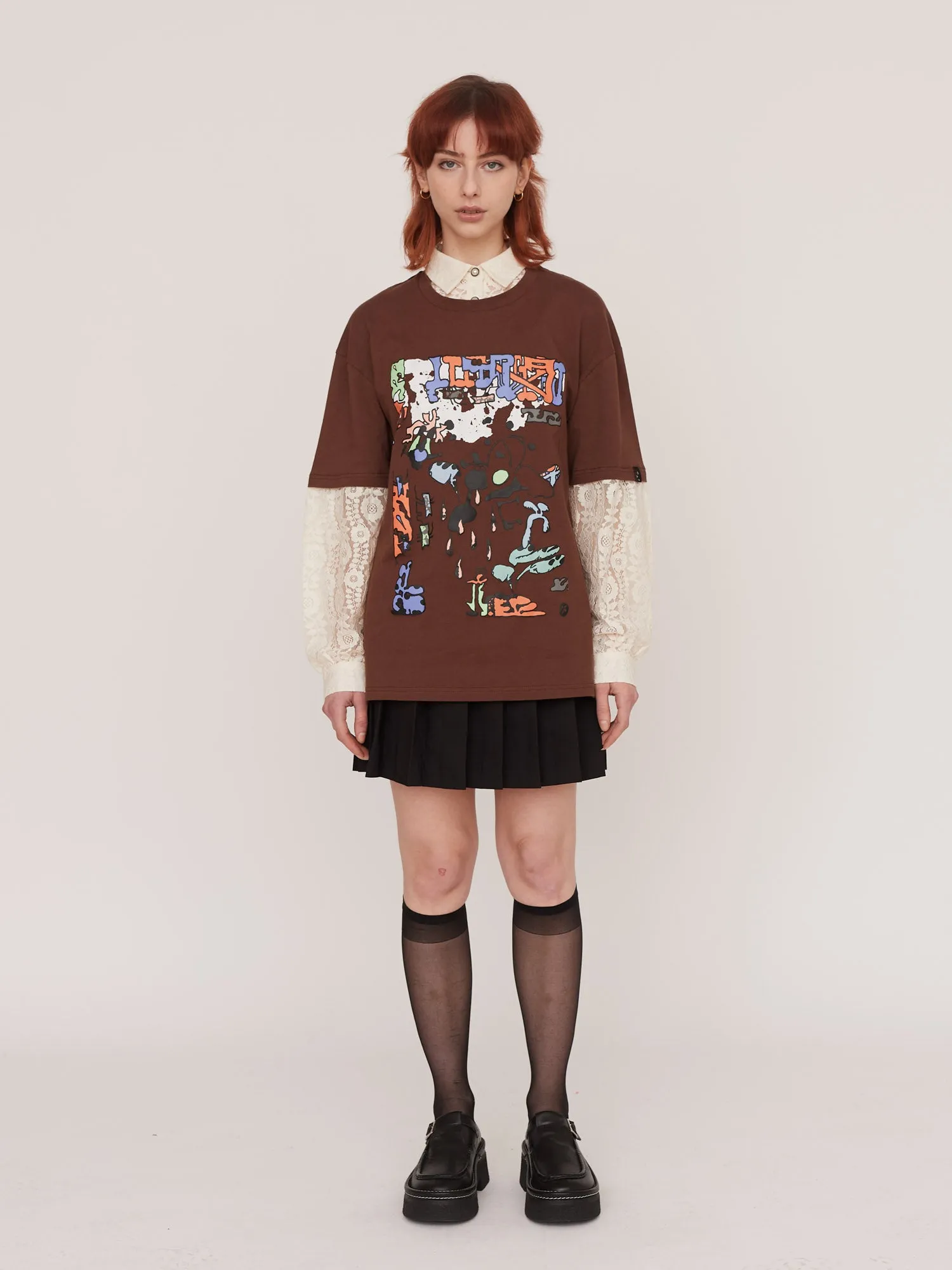 Mixed Up Lace T-Shirt sold by Lazy Oaf