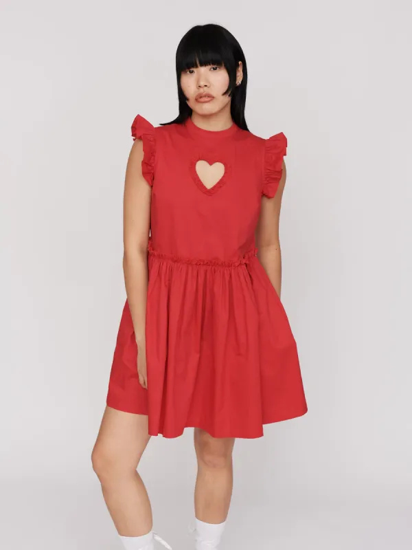 Red Cut Out  Heart Mini Dress sold by Lazy Oaf