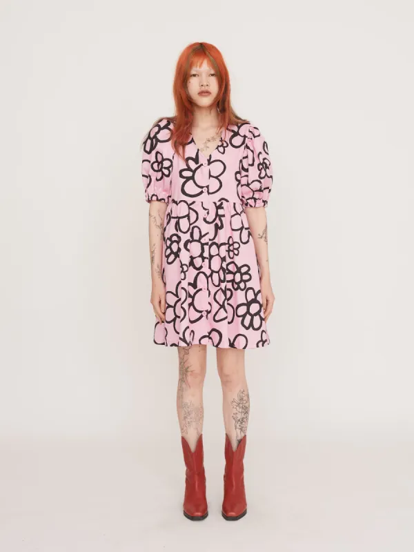 Flower Scribble Mini Dress sold by Lazy Oaf