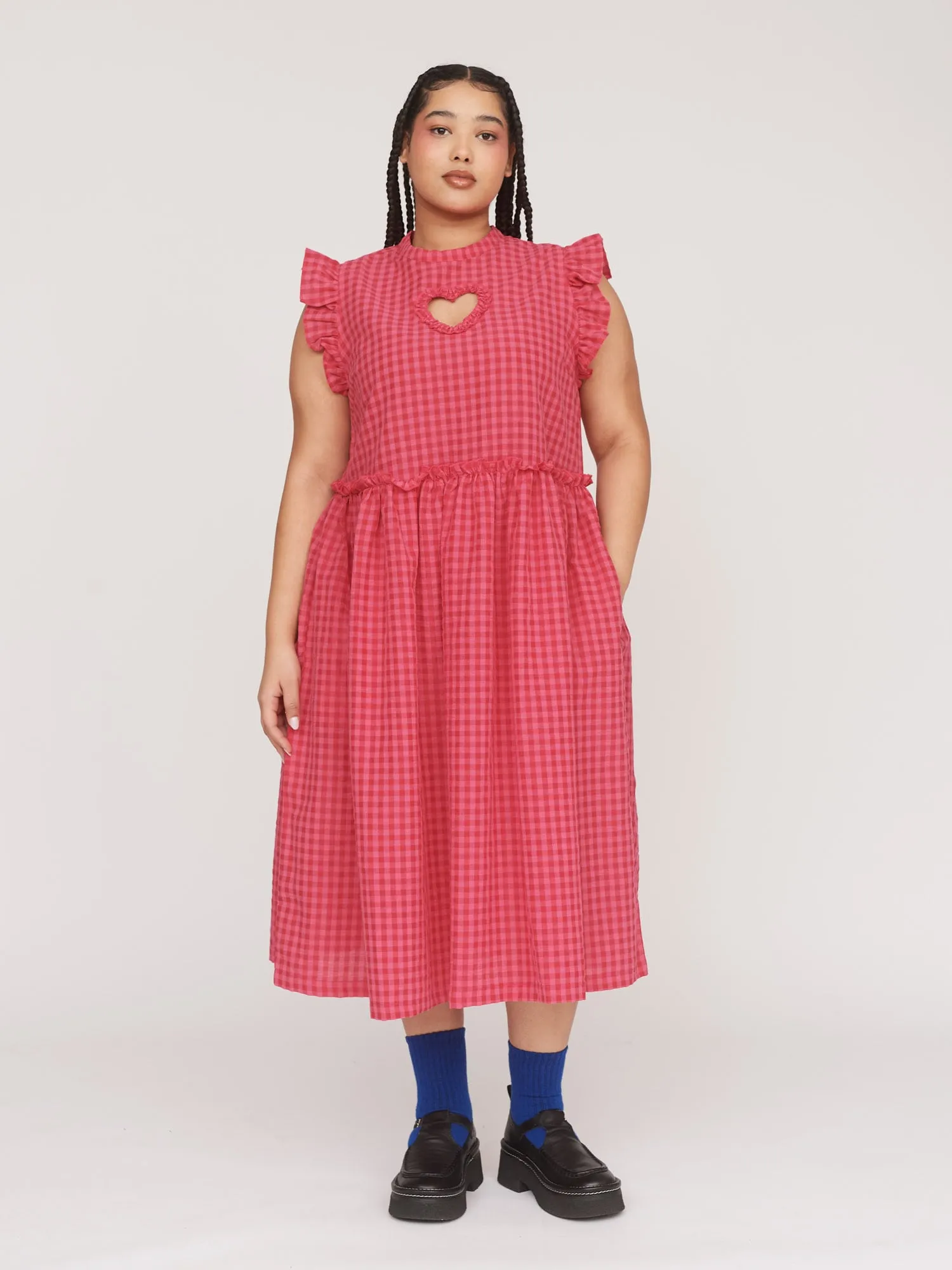 Cut Out Heart Gingham Smock Dress sold by Lazy Oaf product image thumbnail 4