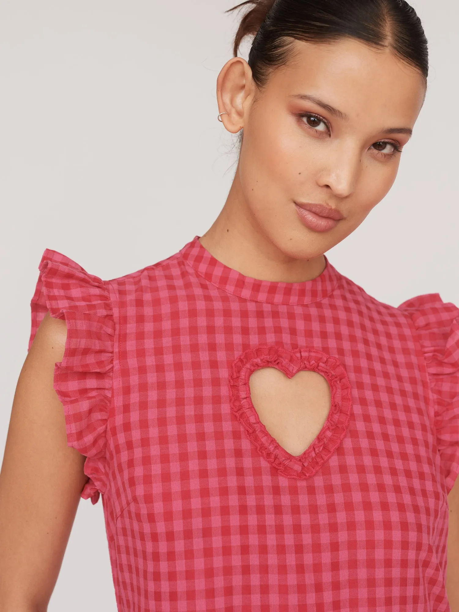 Cut Out Heart Gingham Smock Dress sold by Lazy Oaf product image thumbnail 3