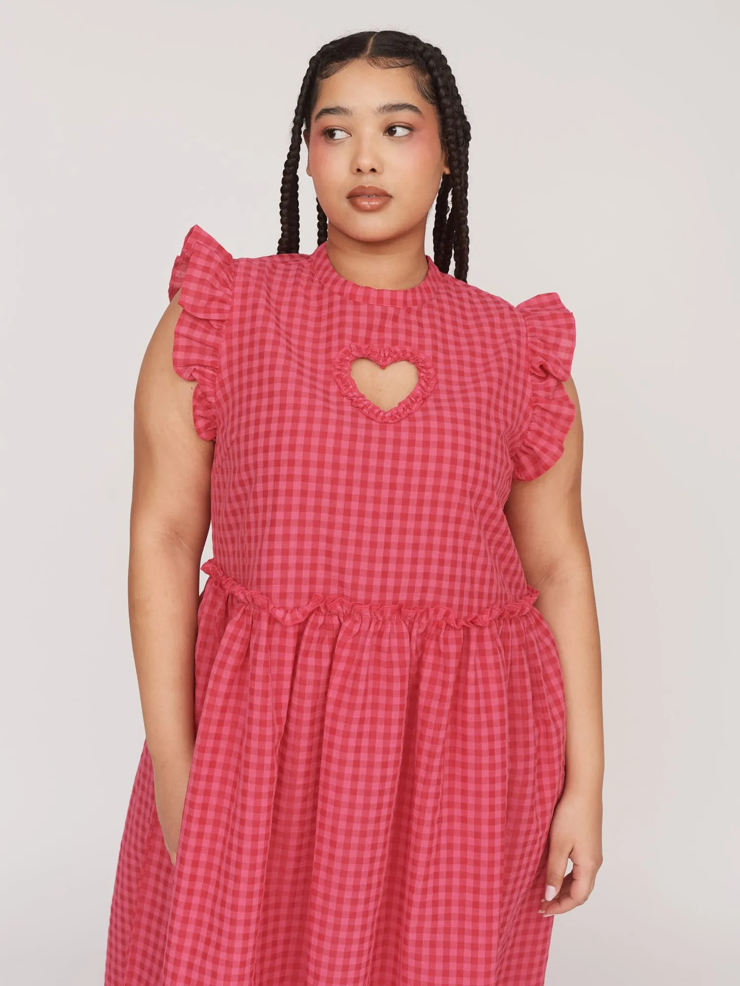 Cut Out Heart Gingham Smock Dress sold by Lazy Oaf product image thumbnail 2
