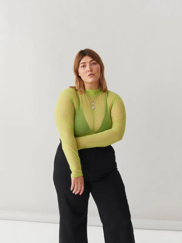 LO Sheer Turtleneck - Lime sold by Lazy Oaf