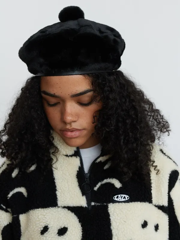 Furry Bobble Beret sold by Lazy Oaf