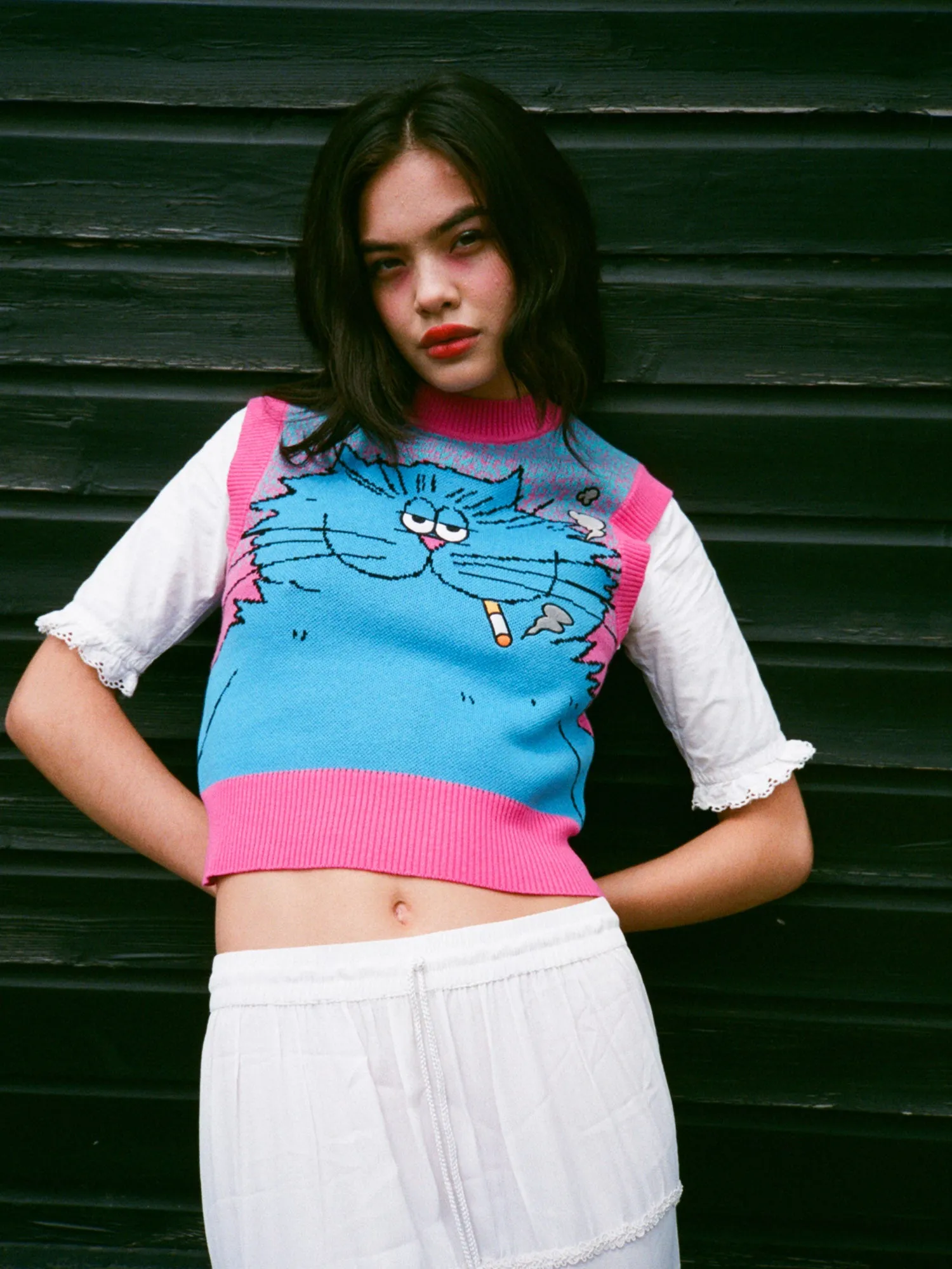 LO x Angela Kirkwood Knitted Vest sold by Lazy Oaf