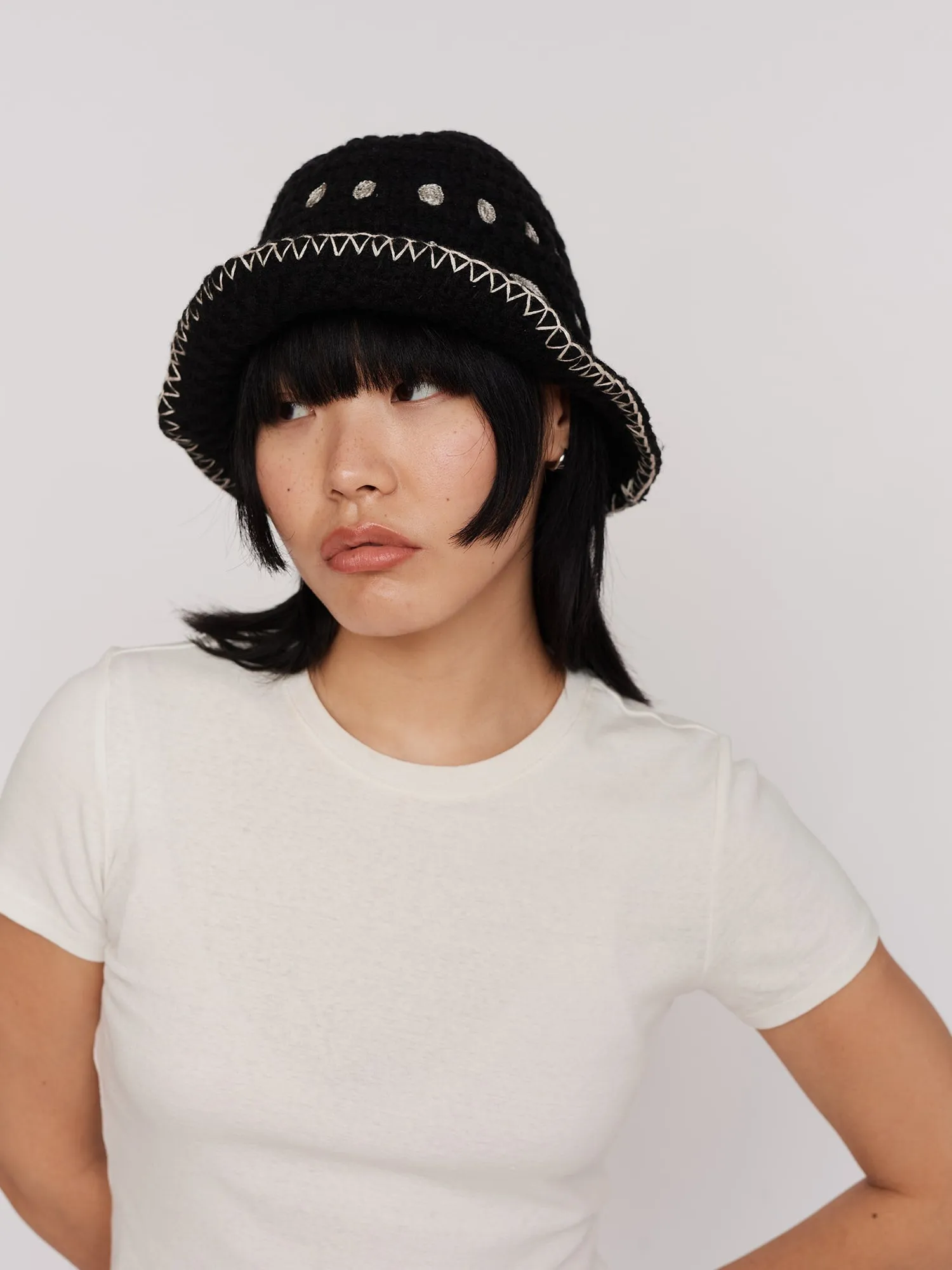 Happy Sad Crochet Style Hat sold by Lazy Oaf product image thumbnail 2