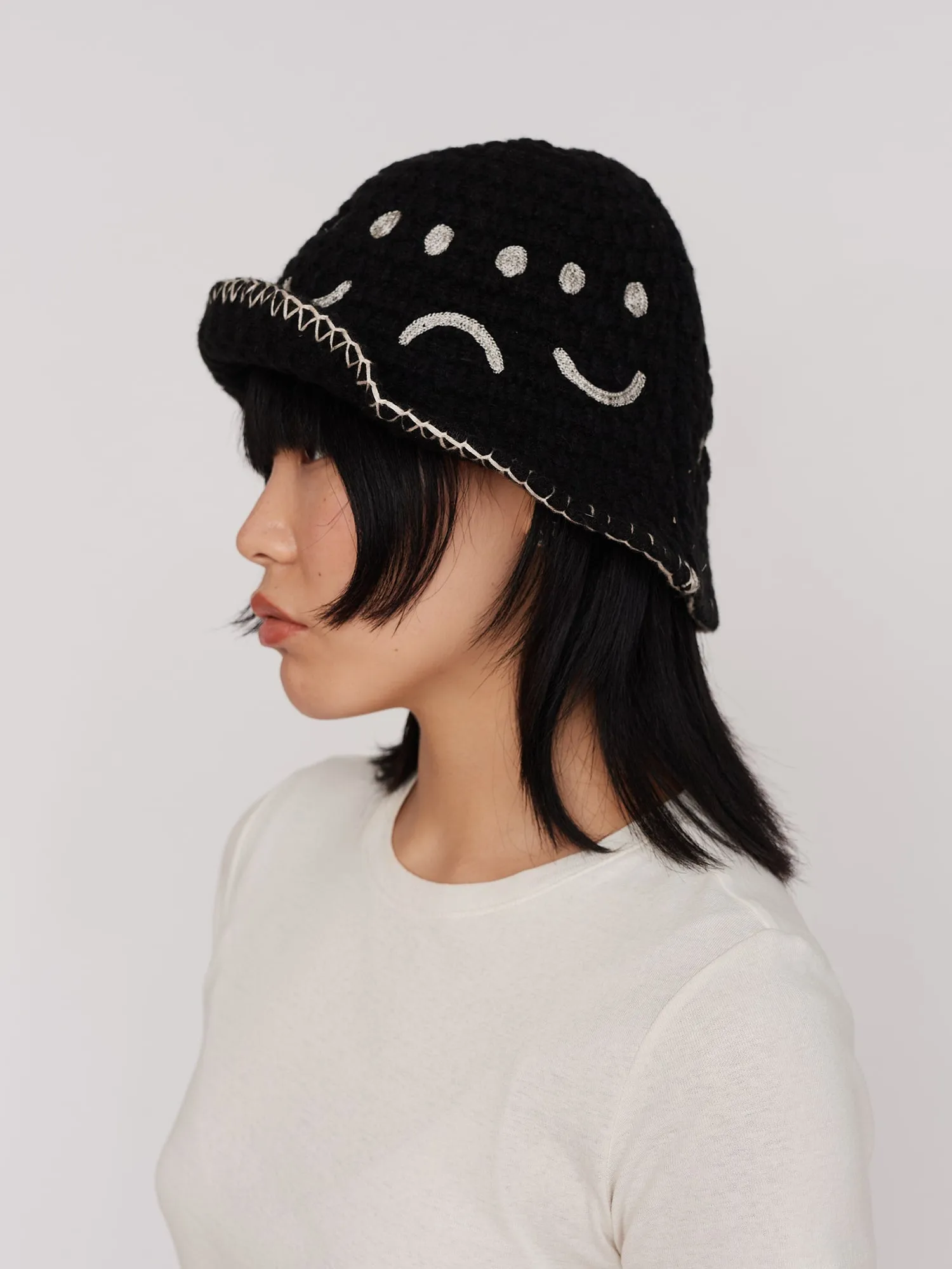 Happy Sad Crochet Style Hat sold by Lazy Oaf product image thumbnail 4