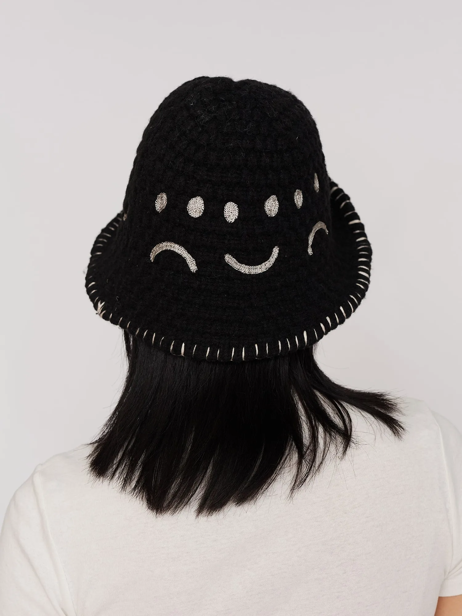Happy Sad Crochet Style Hat sold by Lazy Oaf
