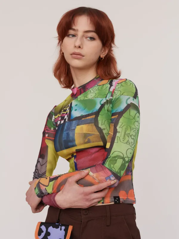 Collage Mesh Top sold by Lazy Oaf