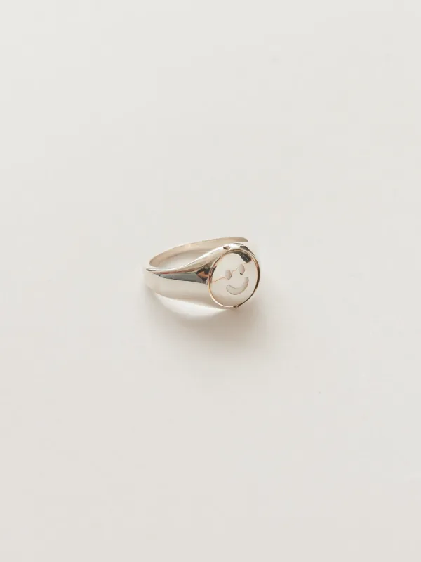 LO x Good Daze Spinner Happy Sad Ring Silver sold by Lazy Oaf