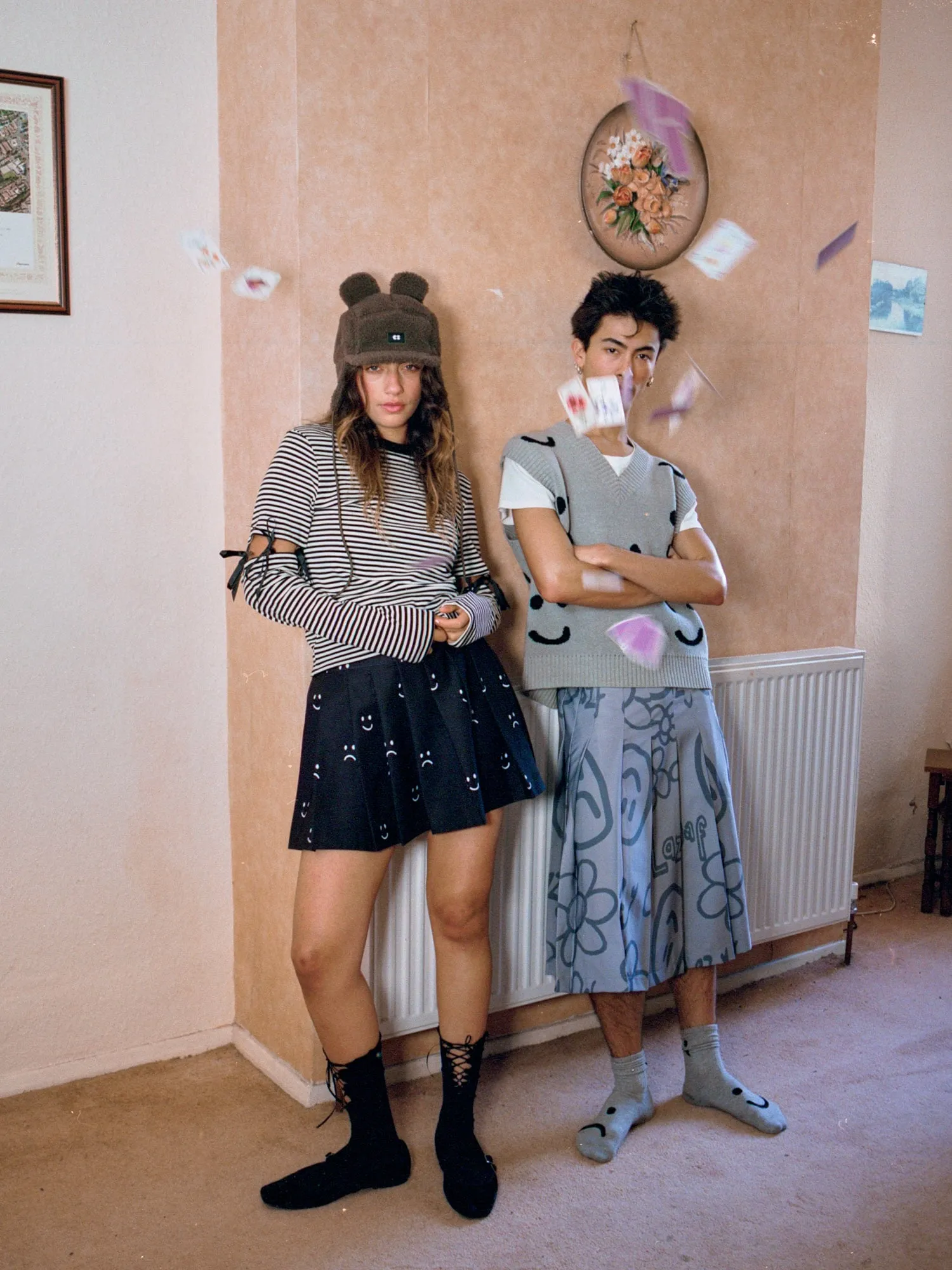 Mini Pleated Happy Sad Skirt sold by Lazy Oaf product image thumbnail 2