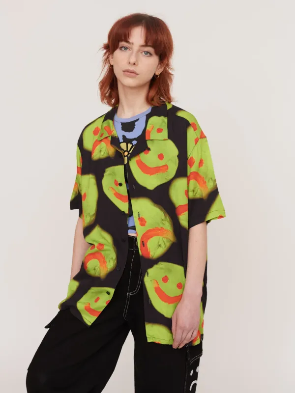 Painted Happy Sad Bowling Shirt sold by Lazy Oaf