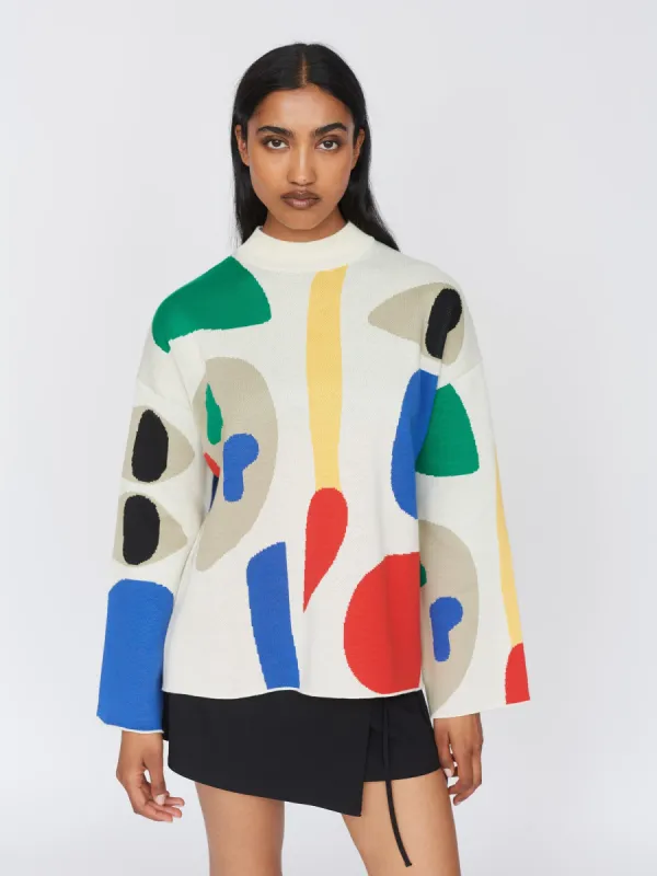 Art Block Boxy Knitted Jumper sold by Lazy Oaf
