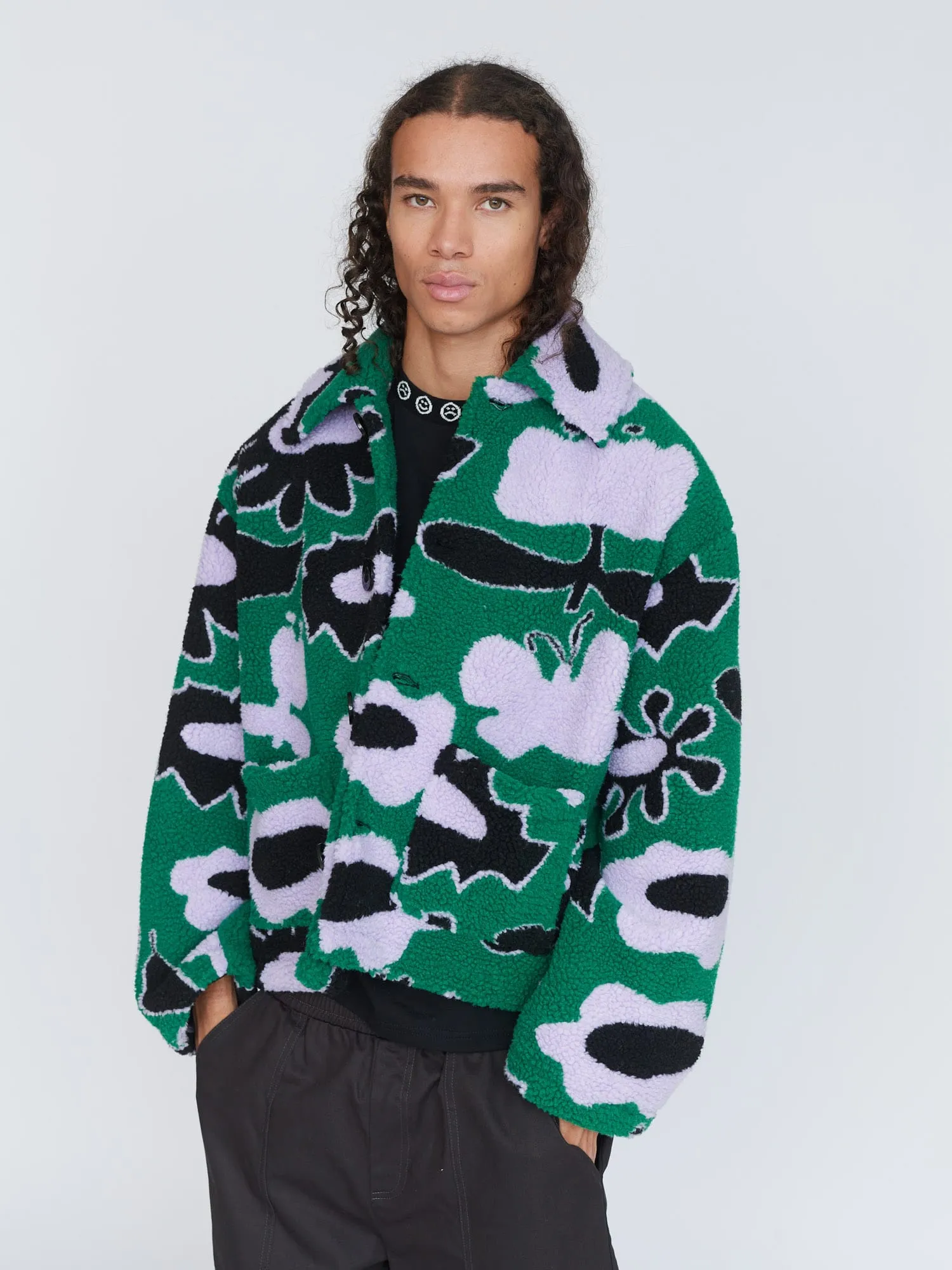 Abstract Button Up Fleece sold by Lazy Oaf