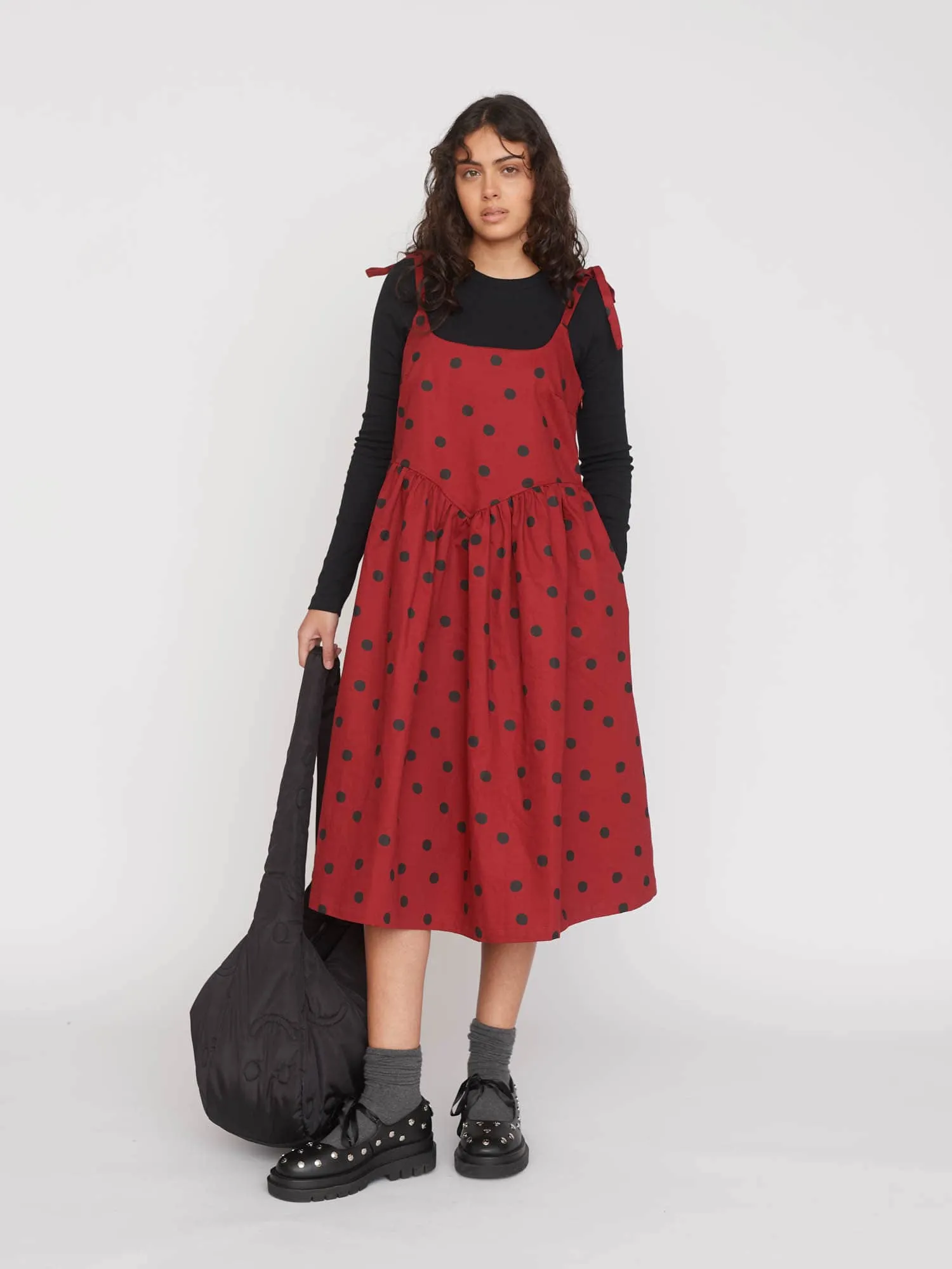 Polka Dot Tie Shoulder Dress sold by Lazy Oaf