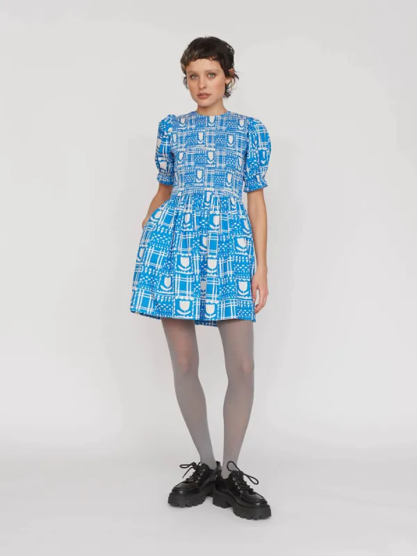 Floral Checkerboard Shirred Mini Dress sold by Lazy Oaf