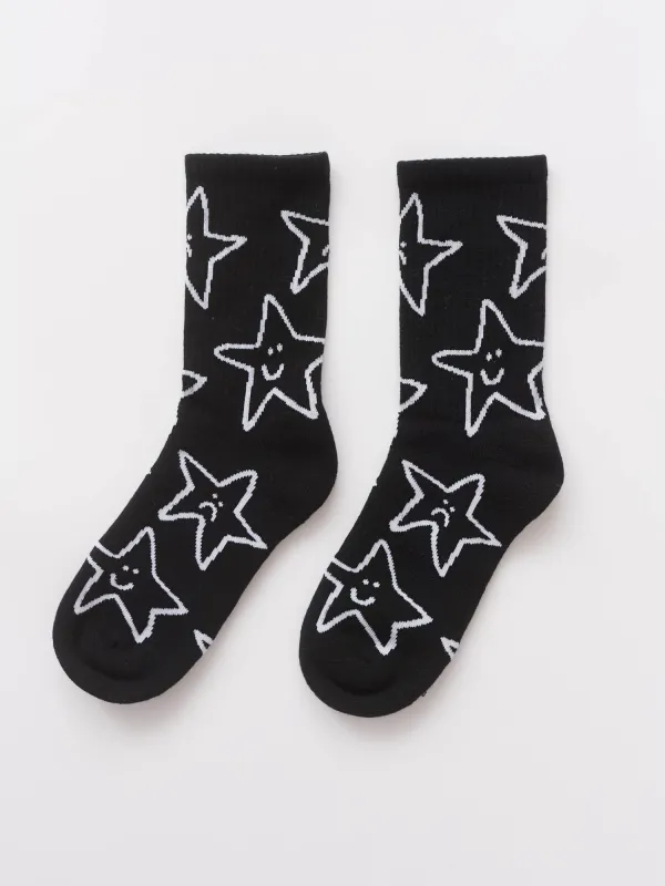Happy Sad Star Socks sold by Lazy Oaf
