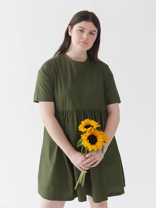 LO Woven Sally Dress - Khaki sold by Lazy Oaf