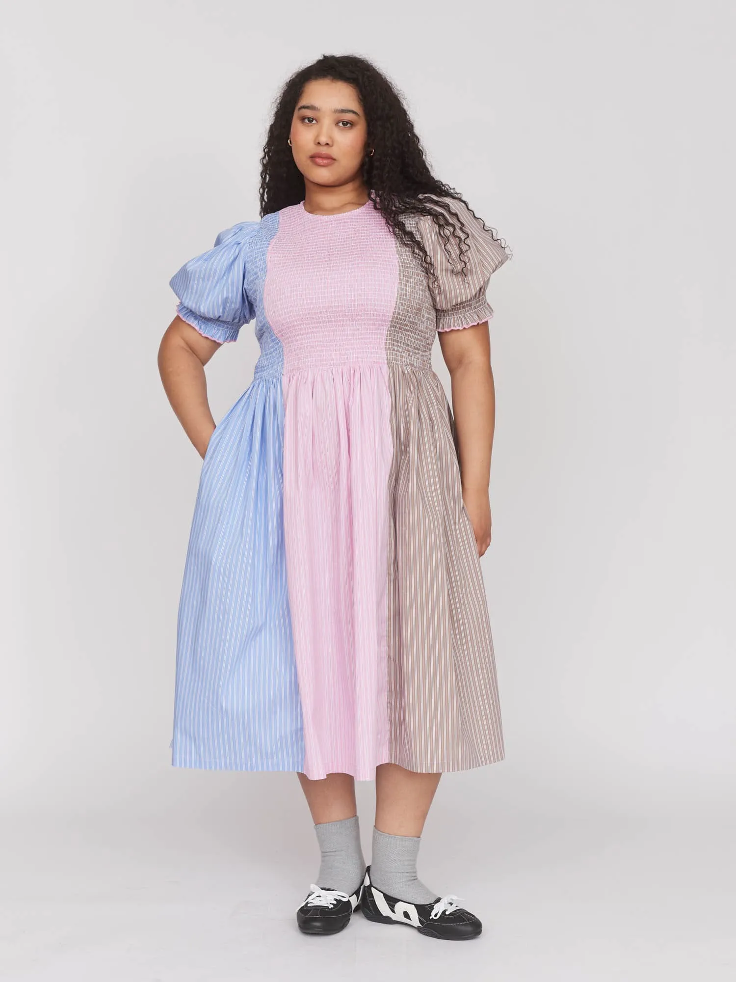 Seeing Stripes Shirred Dress sold by Lazy Oaf