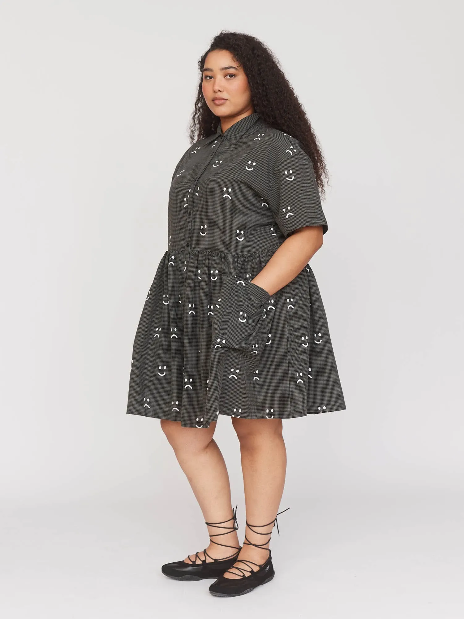 Happy Sad Check Smock Dress sold by Lazy Oaf product image thumbnail 3