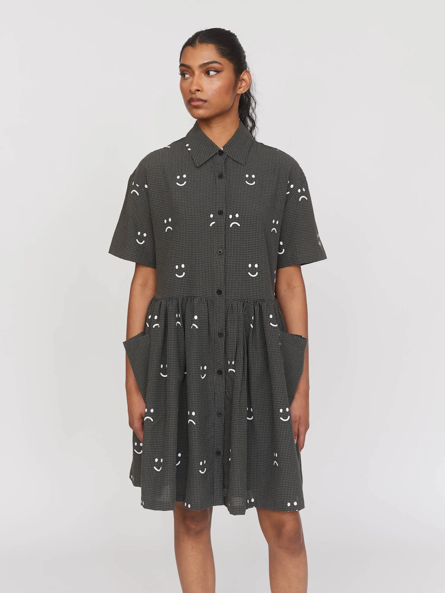 Happy Sad Check Smock Dress sold by Lazy Oaf product image thumbnail 4