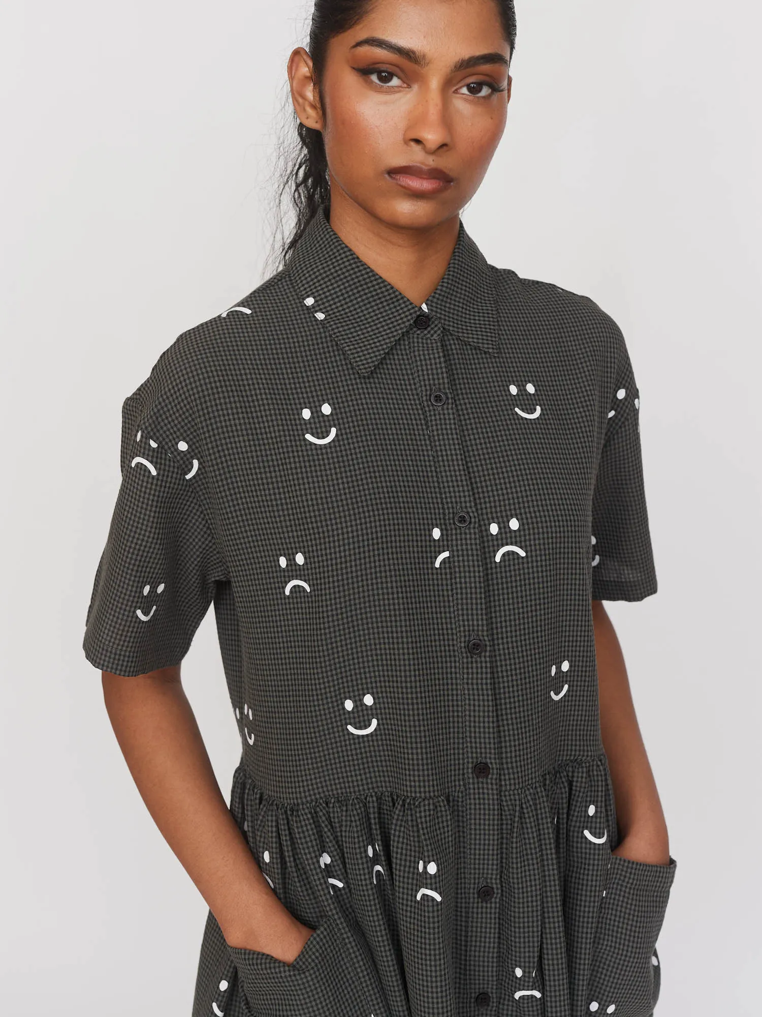 Happy Sad Check Smock Dress sold by Lazy Oaf product image thumbnail 5