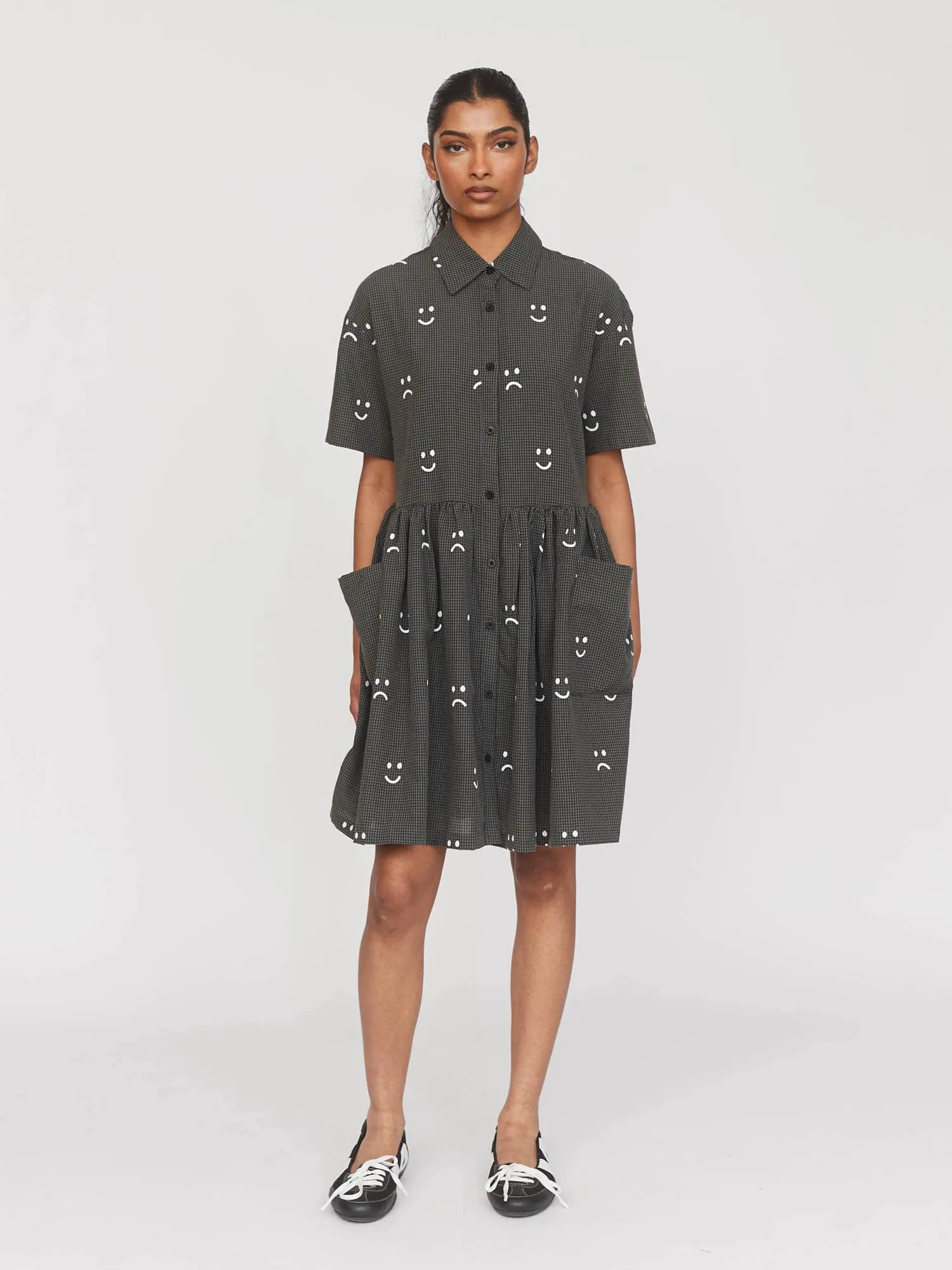 Happy Sad Check Smock Dress sold by Lazy Oaf product image thumbnail 2