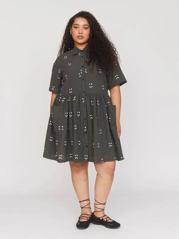 Happy Sad Check Smock Dress sold by Lazy Oaf