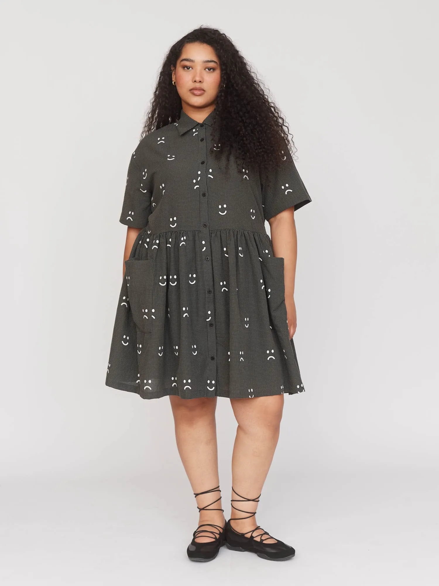 Happy Sad Check Smock Dress sold by Lazy Oaf