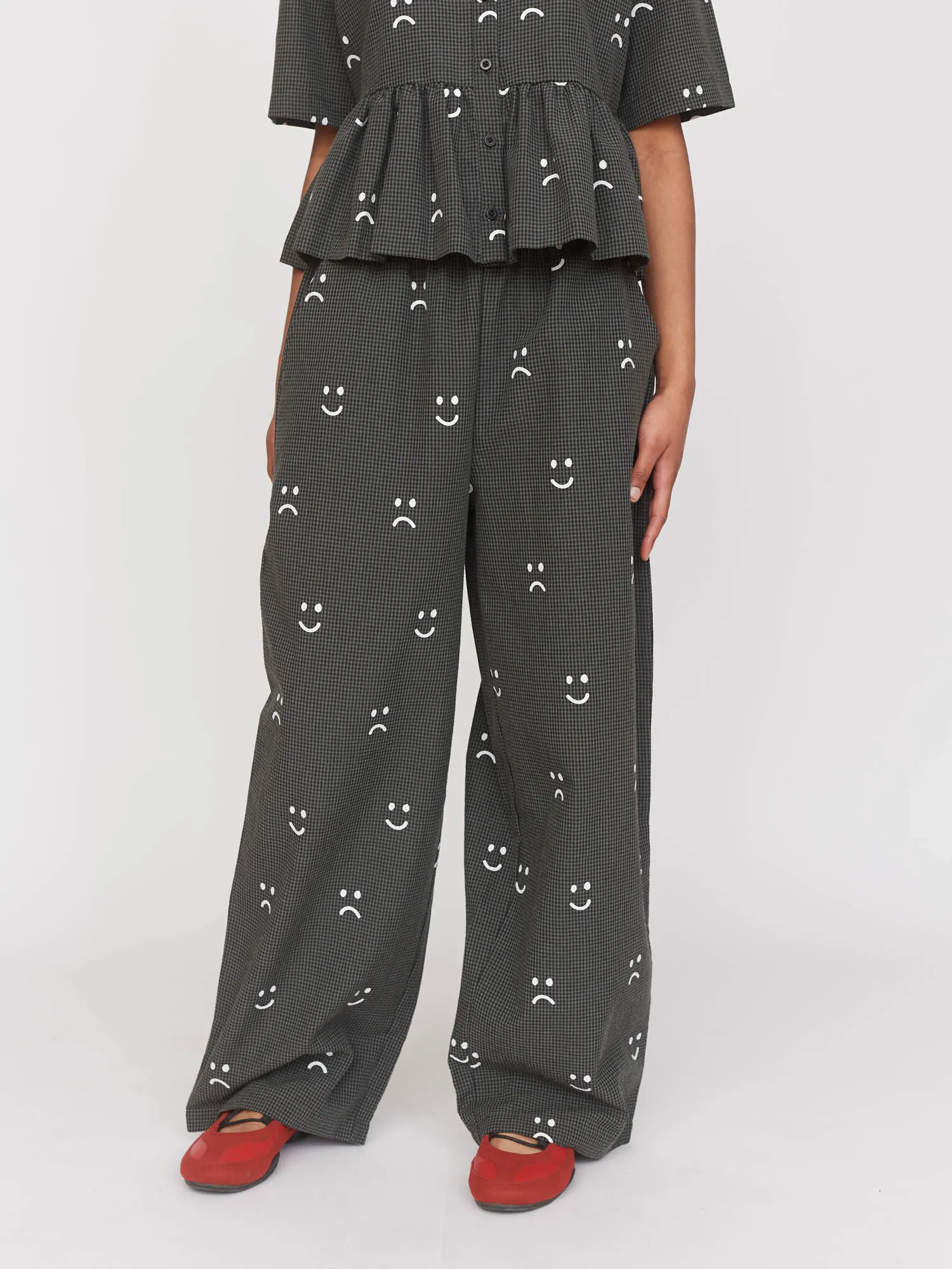 Happy Sad Check Trousers sold by Lazy Oaf