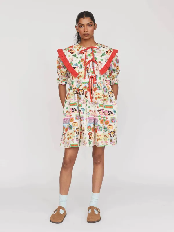Hannah-Michelle X Lazy Oaf Ruffle Collar Dress sold by Lazy Oaf