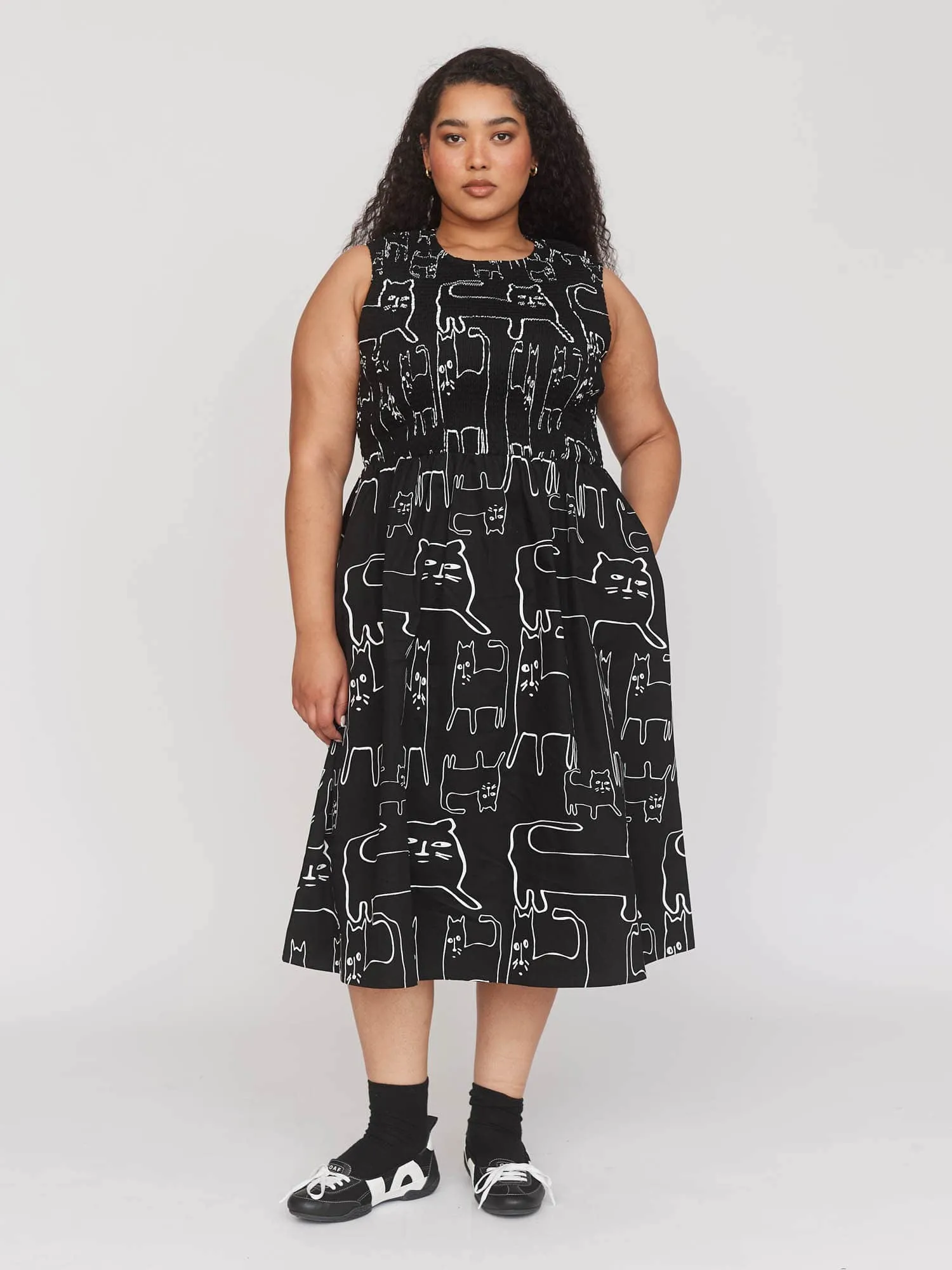 Nine Lives Shirred Dress sold by Lazy Oaf