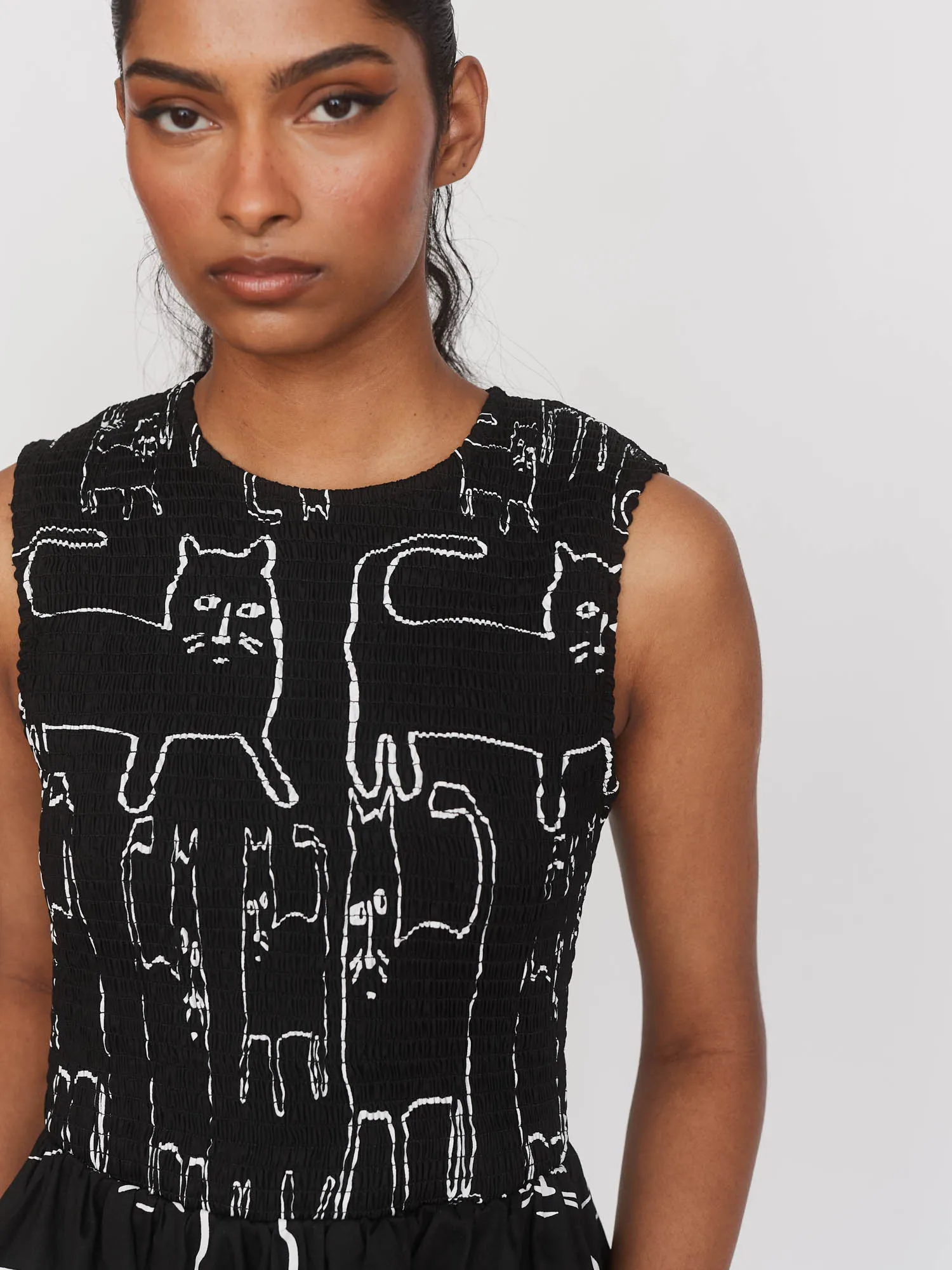 Nine Lives Shirred Dress sold by Lazy Oaf product image thumbnail 3
