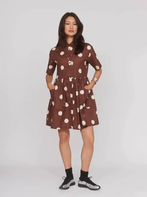 Polka Dot Mini Shirt Dress sold by Lazy Oaf