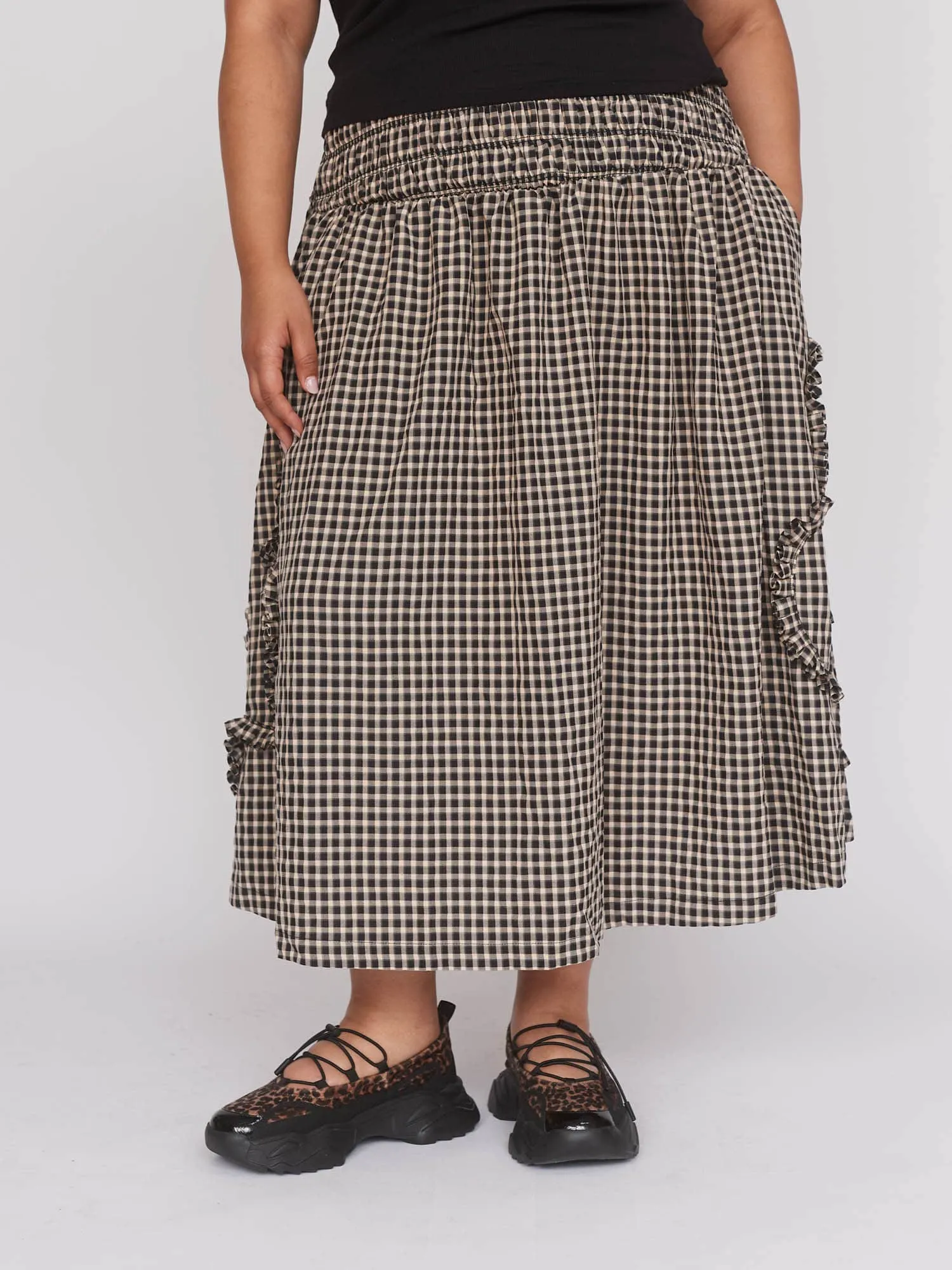 Gingham Flower Shirred Skirt sold by Lazy Oaf product image thumbnail 5