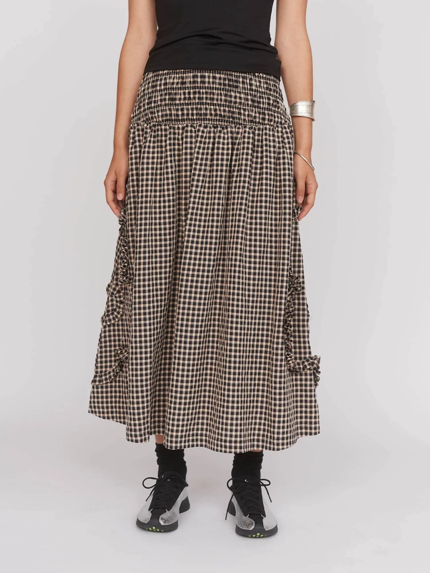 Gingham Flower Shirred Skirt sold by Lazy Oaf product image thumbnail 2