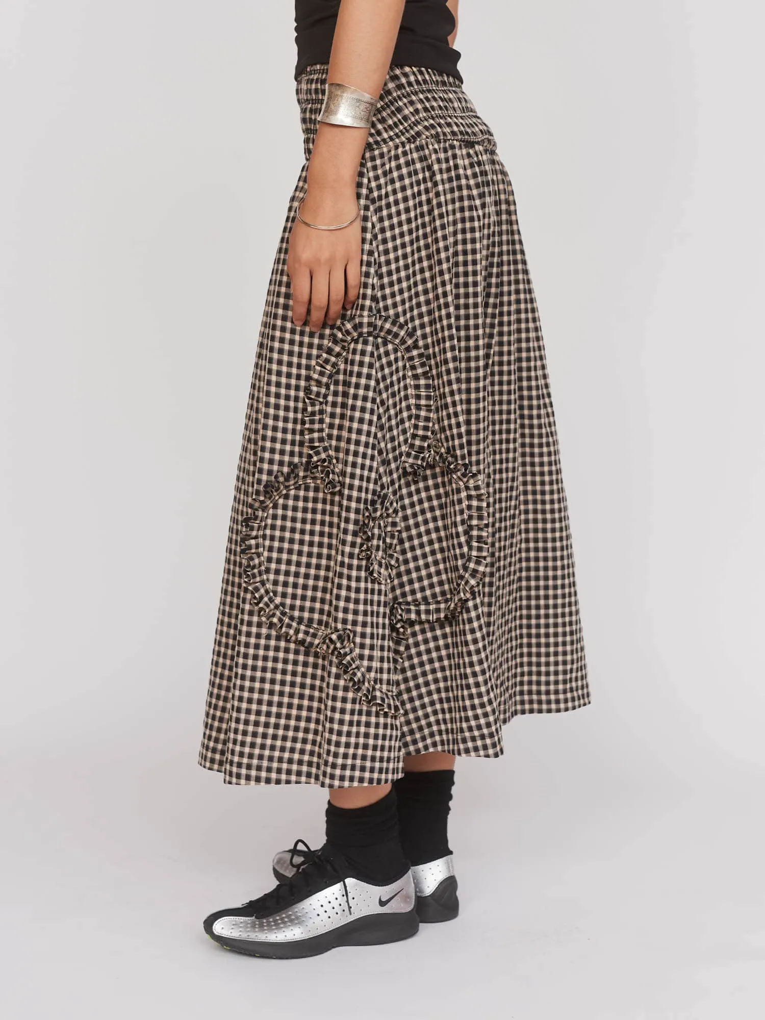 Gingham Flower Shirred Skirt sold by Lazy Oaf product image thumbnail 4