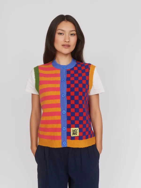 Jumbled Up Knitted Vest sold by Lazy Oaf