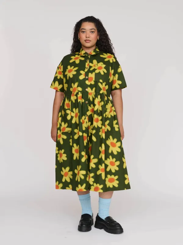 Spraying Flowers Midi Shirt Dress sold by Lazy Oaf