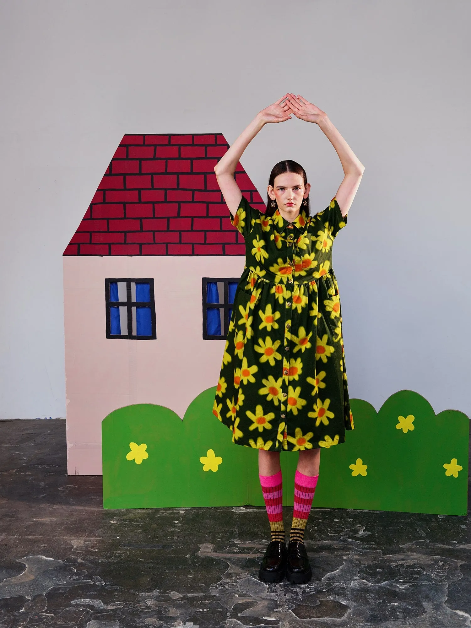 Spraying Flowers Midi Shirt Dress sold by Lazy Oaf product image thumbnail 4