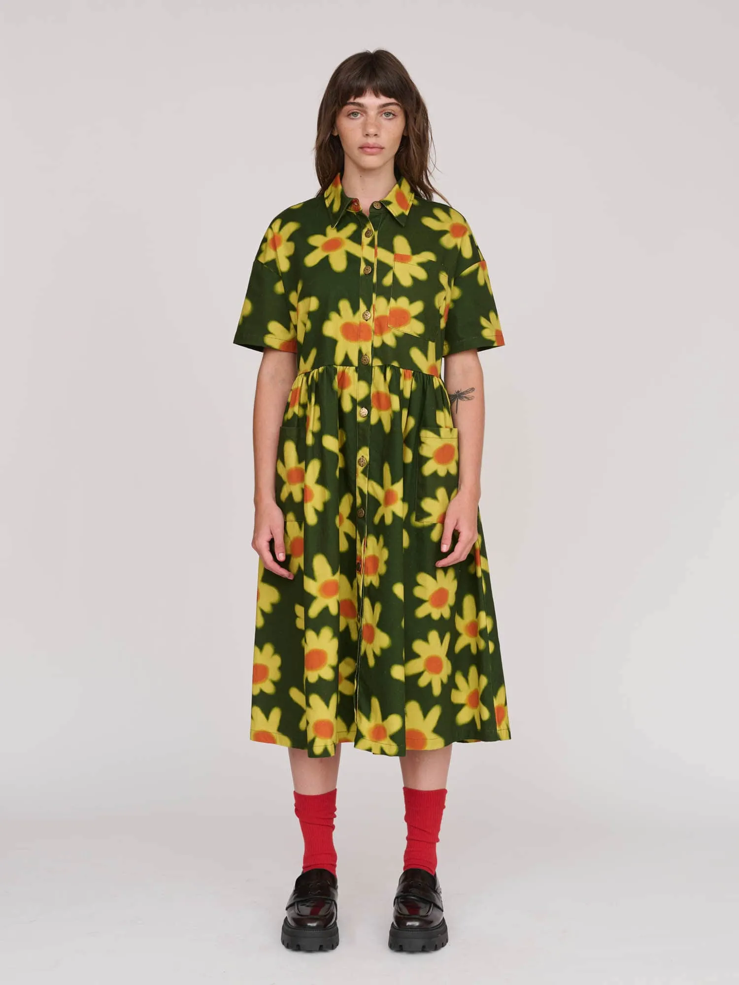 Spraying Flowers Midi Shirt Dress sold by Lazy Oaf product image thumbnail 5