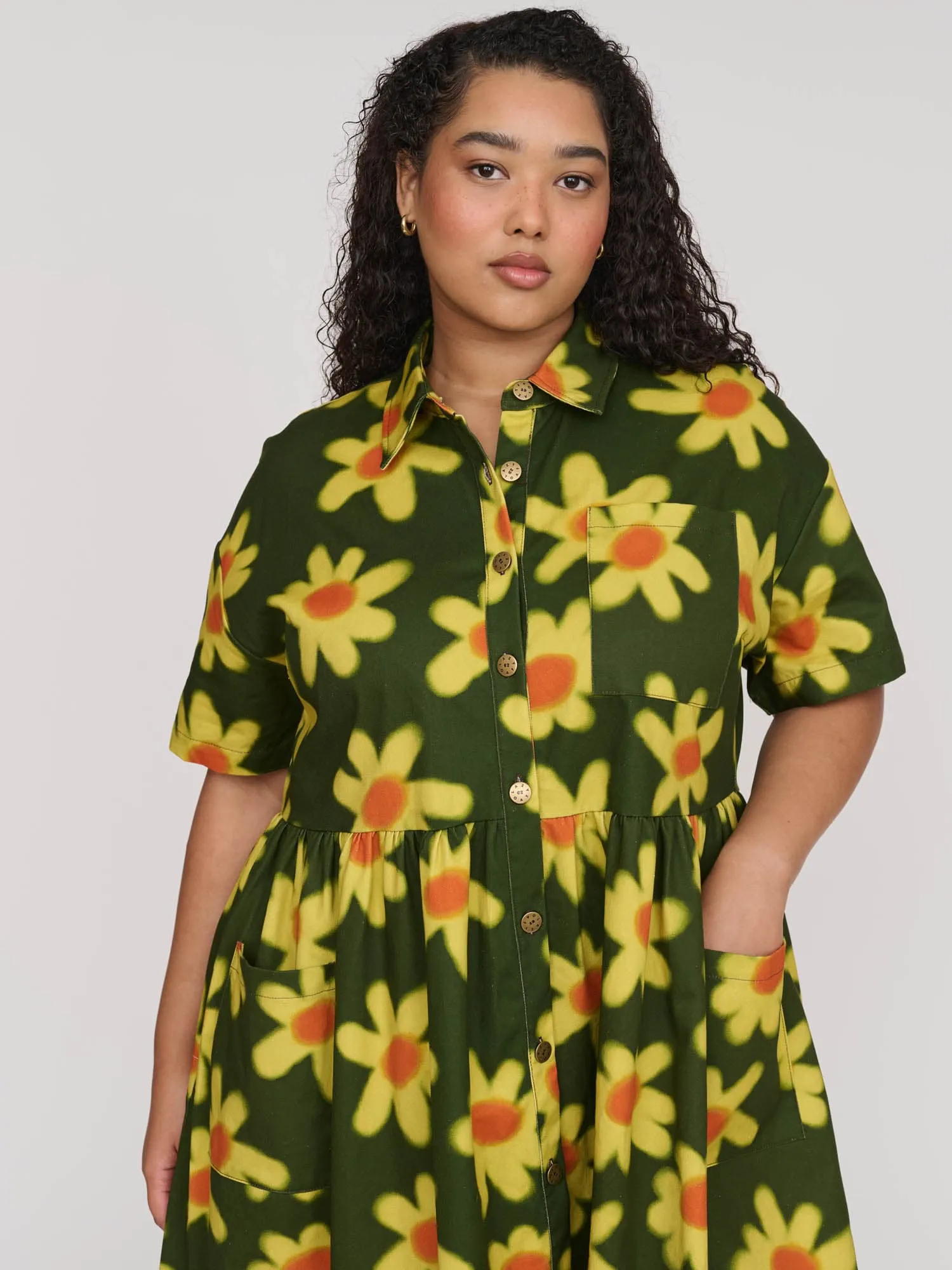 Spraying Flowers Midi Shirt Dress sold by Lazy Oaf product image thumbnail 3